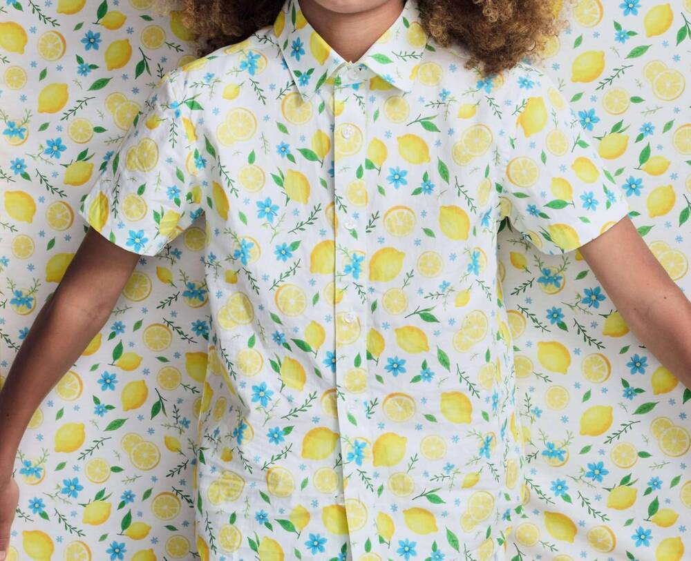 NEW APPAMAN boy's lemon zest day party shirt in yellow